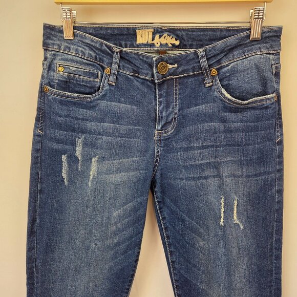 Kut From The Kloth Lightly Distressed Straight-Leg Denim Jeans Size 8 - Picture 3 of 13
